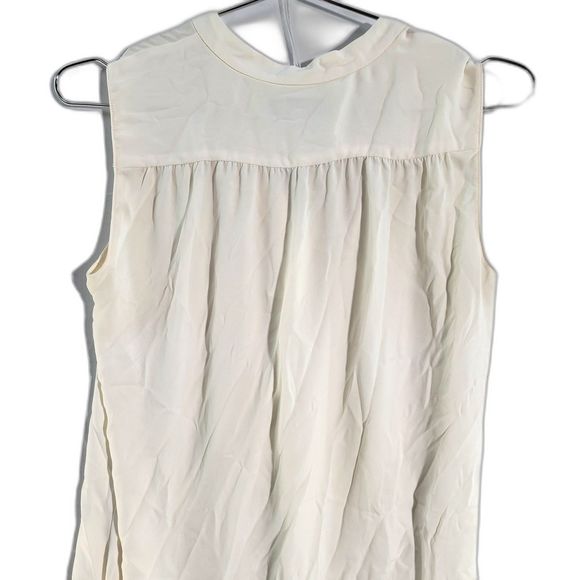 LOFT White Pleated V-Neck Shell Sleeveless Blouse Women  Petite XSP - Picture 2 of 8